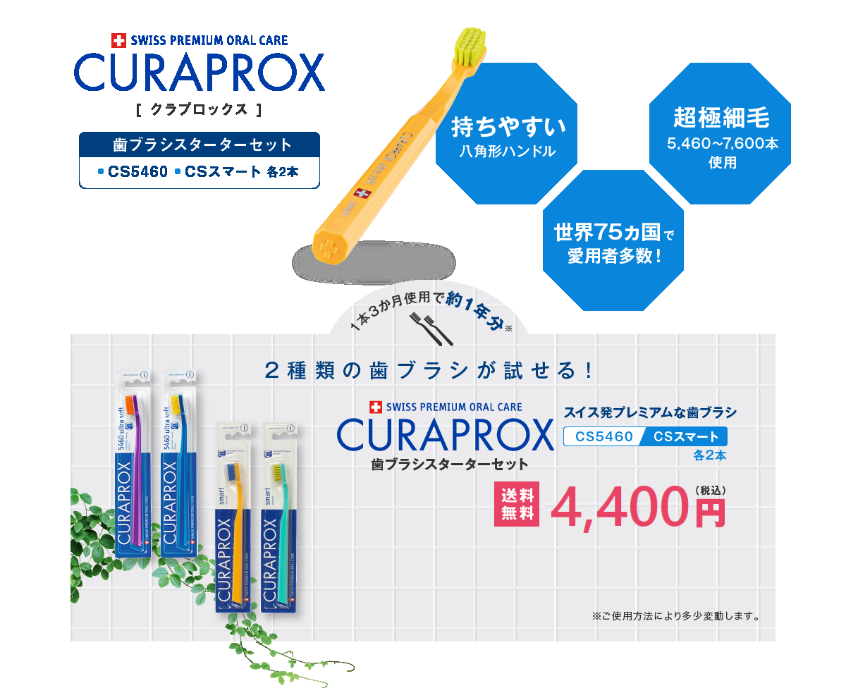 2種類の歯ブラシが試せる！クラプロックス歯ブラシ スターターセット 送料無料3,960円(税込)