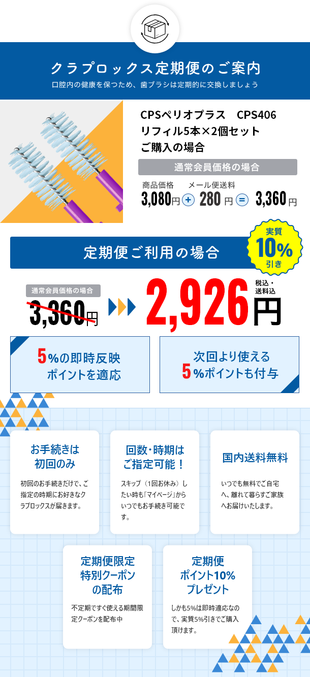 定期便】歯間ブラシ CPSペリオプラス CPS406（ピンク）リフィル5本×2個/メール便/送料無料 定期便 クラプロックス  オンラインショップ［公式通販］