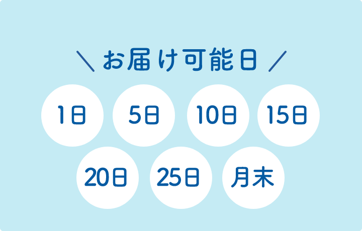 お届け可能日1日5日10日15日20日25日月末